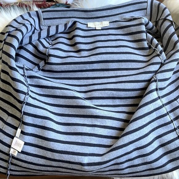 LOFT Gray/Blue Stripe Double Breasted Knit Jacket Sz SP - Picture 12 of 12